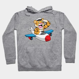 Tiger as Pilot in Plane Hoodie